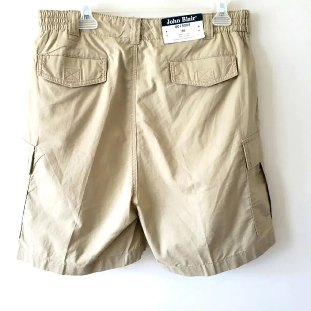 John Blair Pocketed Cargo Khaki Shorts Size 36 New - Picture 3 of 8